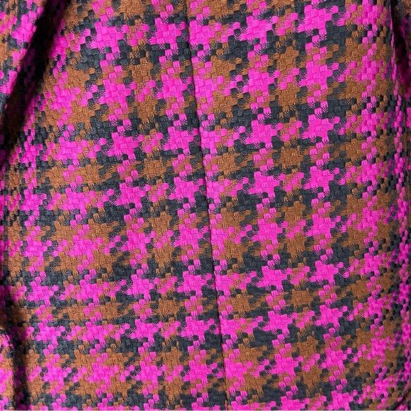 Vintage pink brown black houndstooth button woven blazer jacket oversized 14P - Picture 4 of 7